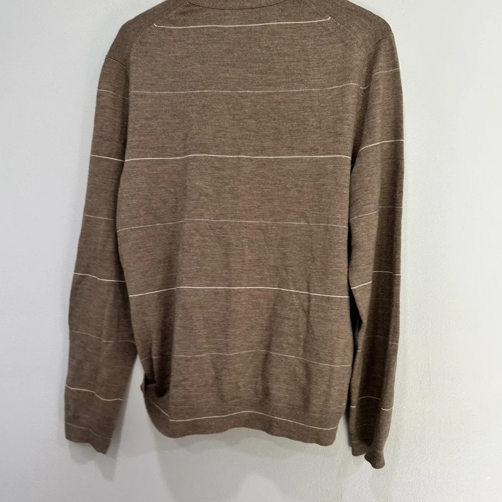 Banana‎ Republic Extra Fine Merino Wool Striped V Neck Sweater Mens Large